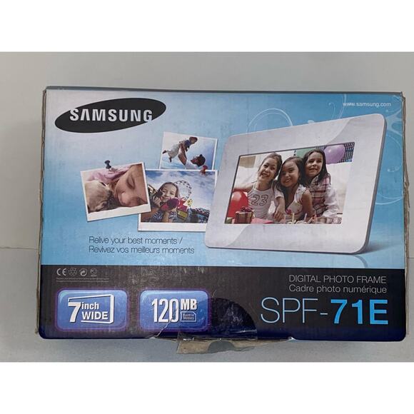 Samsung Digital Photo Frame White 7 In. Wide 120 MB USB SD Card Reader SPF-71E - Picture 9 of 13